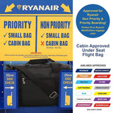 5 Cities Ryanair Luggage Bundle (55x35x20cm) Lightweight Cabin 2 Wheel Trolley and (40x20x25cm) Holdall Flight Bag, 2 Years Warranty