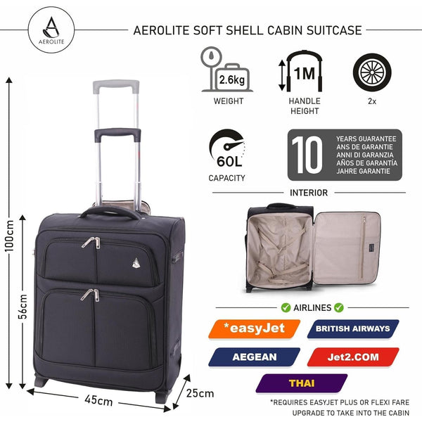 Aerolite (56x45x25cm) easyJet Large Cabin, British Airways Jet2 Maximu ...