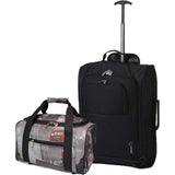 5 Cities Ryanair Luggage Bundle (55x35x20cm) Lightweight Cabin 2 Wheel Trolley and (40x20x25cm) Holdall Flight Bag, 2 Years Warranty