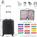 Aerolite 55x38x20cm Emirates Max Size Hard Shell Carry On Hand Cabin Luggage Suitcase 55x38x20 with 4 Wheels,Also Fits Many Other Airlines