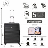 Aerolite 29" Large Lightweight Hard Shell Luggage Suitcase Spinner Suitcase with 8 Wheels, (79x58x31cm), 127L