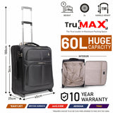 Aerolite 56x45x25cm British Airways Jet2 & Easyjet Upgrade Maximum Allowance Large Lightweight 2 Wheel Carry On Hand Cabin Luggage Bag Suitcase 56x45x25 with TSA Approved Lock Black