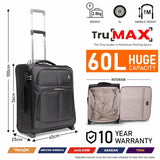 Aerolite 56x45x25cm British Airways Jet2 & Easyjet Upgrade Maximum Allowance Large Lightweight 2 Wheel Carry On Hand Cabin Luggage Bag Suitcase 56x45x25 with TSA Approved Lock Black