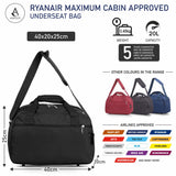 Aerolite Ryanair Maximum Bundle 55x40x20cm Overhead Lightweight 8 Wheel Hardshell Suitcase + 40x20x25cm Underseat Carry On Holdall Bag