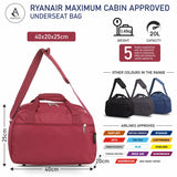 Aerolite (40x20x25cm) Ryanair Maximum Size Hand Luggage New & Improved 2024 Under Seat Holdall Bag