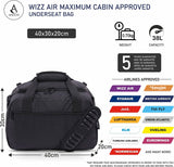 Aerolite 40x30x20 Wizz Air Maximum Size Cabin Bags with 5 Year Guarantee Foldable Carry On Premium Bag Holdall Small Lightweight Cabin Luggage Under seat Flight Travel Duffel Bag