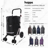 Hoppa 74L Expandable Lightweight Shopping Trolley 2024 model, Hard Wearing & Foldaway Push/Pull Cart for Easy Storage With 1 Year Guarantee