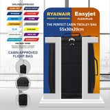 5 Cities Ryanair Luggage Bundle (55x35x20cm) Lightweight Cabin 2 Wheel Trolley and (40x20x25cm) Holdall Flight Bag, 2 Years Warranty