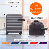 Aerolite Easyjet Bundle, Large Cabin (56x45x25cm) Lightweight Hard Shell Cabin Suitcase & (45x36x20cm) Easyjet Max Holdall