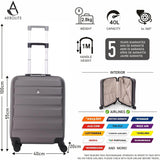 Aerolite Ryanair Maximum Bundle 55x40x20cm Overhead Lightweight 8 Wheel Hardshell Suitcase + 40x20x25cm Underseat Carry On Holdall Bag