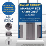 Aerolite Ryanair Maximum Bundle 55x40x20cm Overhead Lightweight 8 Wheel Hardshell Suitcase + 40x20x25cm Underseat Carry On Holdall Bag