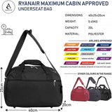 5 Cities Ryanair Luggage Bundle (55x35x20cm) Lightweight Cabin 2 Wheel Trolley and Aerolite (40x20x25cm) Holdall Flight Bag, 2 Years Warranty (Black)