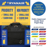 5 Cities Ryanair Luggage Bundle (55x35x20cm) Lightweight Cabin 2 Wheel Trolley and Aerolite (40x20x25cm) Holdall Flight Bag, 2 Years Warranty (Black)