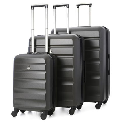 Aerolite Hard Shell Suitcase Complete Luggage Set (Cabin + Medium + La ...