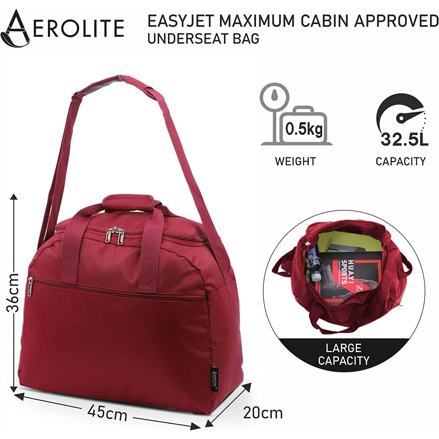 Aerolite 45x36x20 easyJet Maximum Size Hard ShellCarry On Hand Cabin  Luggage Underseat Flight Bag Suitcase 45x36x20 with 4 Wheels set of 2