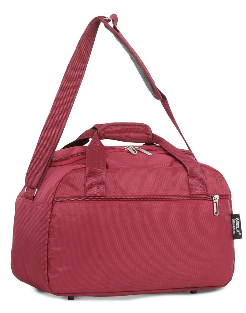 Aerolite (35x20x20cm) Hand Luggage Holdall Bag - Rose Gold + Wine ...